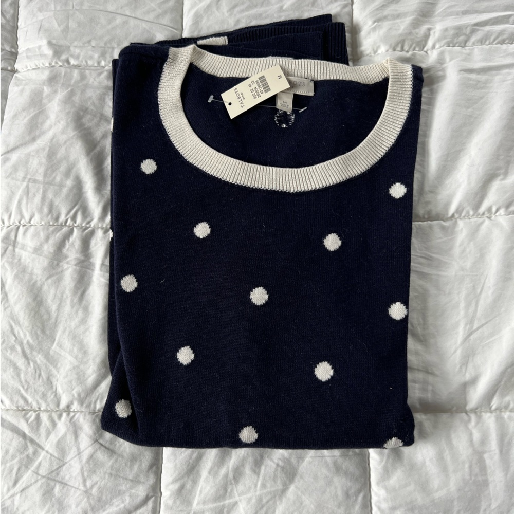 NWT Talbots Long Sleeve Navy and White Sweater. Never worn or laundered. Size M